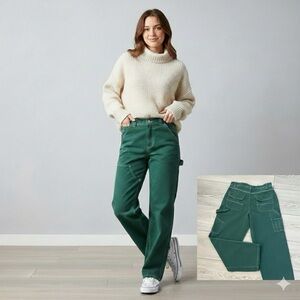 🌷Garage-  Dani Carpenter pants / Straight Cargo Denim Jeans Bright Green …